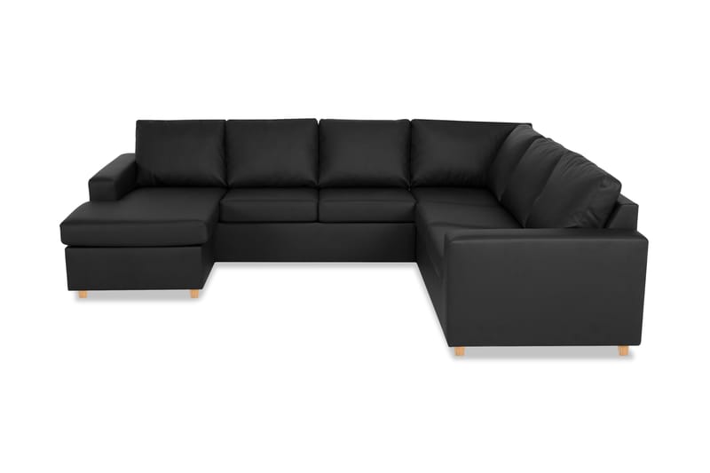 Crazy 6-seters Venstrevendt U-formet X-Large Hjørnesofa med Divan i Kunstlær - Svart - Møbler - Sofaer - Hjørnesofaer - Hjørnesofa med divan