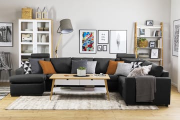 Crazy 6-seters Venstrevendt U-formet X-Large Hjørnesofa med Divan i Stoff - Antrasitt - Møbler - Sofaer - Hjørnesofaer - Hjørnesofa med divan