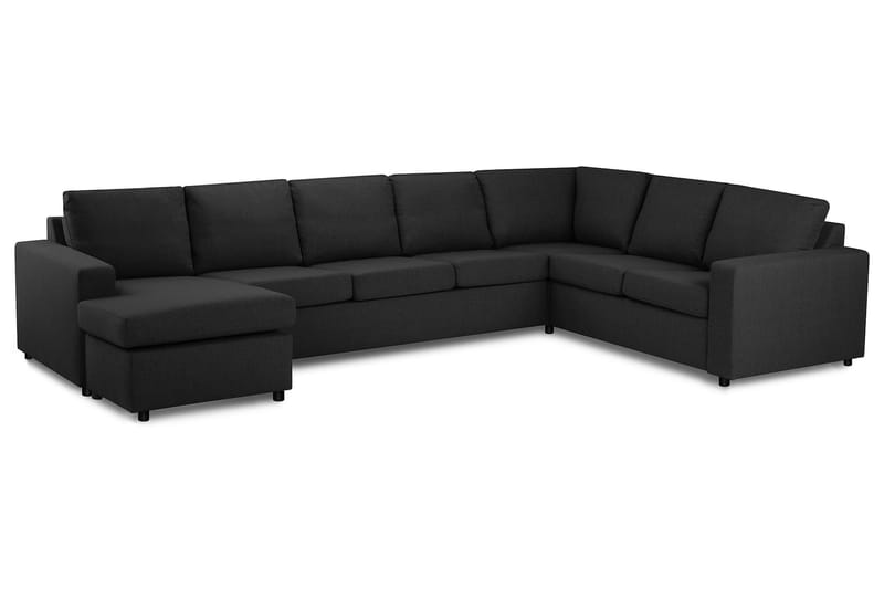 Crazy 6-seters Venstrevendt U-formet X-Large Hjørnesofa med Divan i Stoff - Antrasitt - Møbler - Sofaer - Hjørnesofaer - Hjørnesofa med divan
