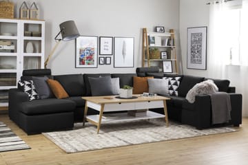 Crazy 6-seters Venstrevendt U-formet X-Large Hjørnesofa med Divan i Stoff - Antrasitt - Møbler - Sofaer - Hjørnesofaer - Hjørnesofa med divan