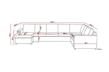 Crazy 6-seters Venstrevendt U-formet X-Large Hjørnesofa med Divan i Stoff - Antrasitt - Møbler - Sofaer - Hjørnesofaer - Hjørnesofa med divan