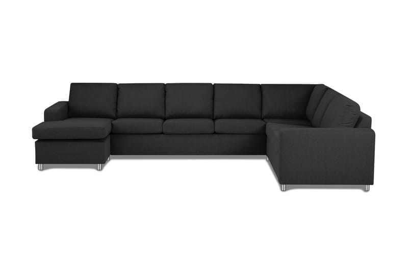 Crazy 6-seters Venstrevendt U-formet X-Large Hjørnesofa med Divan i Stoff - Antrasitt - Møbler - Sofaer - Hjørnesofaer - Hjørnesofa med divan