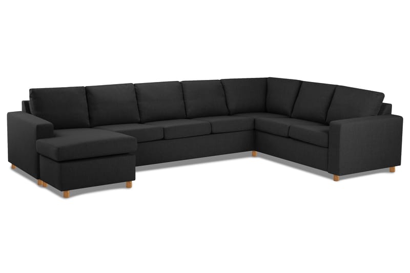 Crazy 6-seters Venstrevendt U-formet X-Large Hjørnesofa med Divan i Stoff - Antrasitt - Møbler - Sofaer - Hjørnesofaer - Hjørnesofa med divan