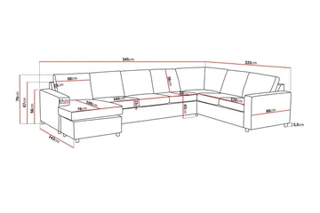 Crazy 6-seters Venstrevendt U-formet X-Large Hjørnesofa med Divan i Stoff - Antrasitt - Møbler - Sofaer - Hjørnesofaer - Hjørnesofa med divan
