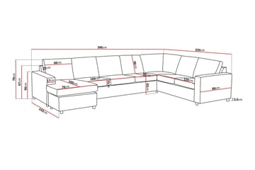 Crazy 6-seters Venstrevendt U-formet X-Large Hjørnesofa med Divan i Stoff - Antrasitt - Møbler - Sofaer - Hjørnesofaer - Hjørnesofa med divan