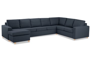 Crazy 6-seters Venstrevendt U-formet X-Large Hjørnesofa med Divan i Stoff - Blå - Møbler - Sofaer - Hjørnesofaer - Hjørnesofa med divan
