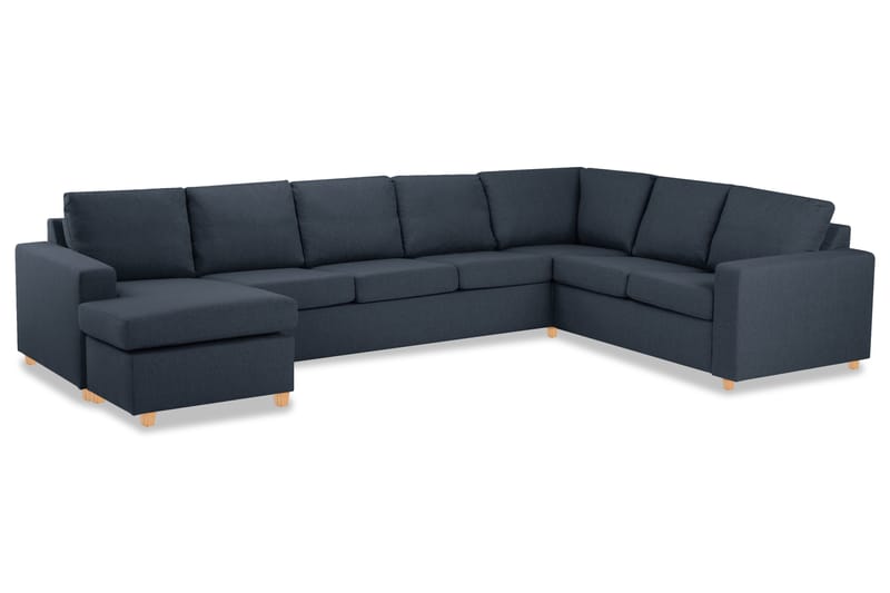 Crazy 6-seters Venstrevendt U-formet X-Large Hjørnesofa med Divan i Stoff - Blå - Møbler - Sofaer - Hjørnesofaer - Hjørnesofa med divan