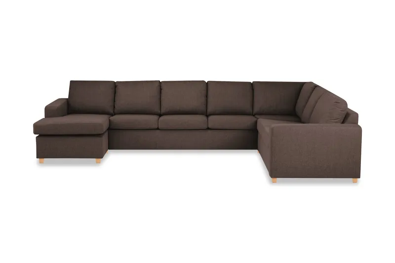 Crazy 6-seters Venstrevendt U-formet X-Large Hjørnesofa med Divan i Stoff, Brun