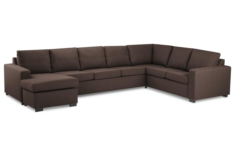 Crazy 6-seters Venstrevendt U-formet X-Large Hjørnesofa med Divan i Stoff - Brun - Møbler - Sofaer - Hjørnesofaer - Hjørnesofa med divan