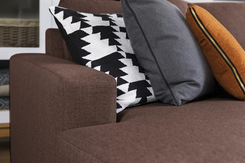 Crazy 6-seters Venstrevendt U-formet X-Large Hjørnesofa med Divan i Stoff - Brun - Møbler - Sofaer - Hjørnesofaer - Hjørnesofa med divan