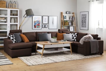 Crazy 6-seters Venstrevendt U-formet X-Large Hjørnesofa med Divan i Stoff - Brun - Møbler - Sofaer - Hjørnesofaer - Hjørnesofa med divan