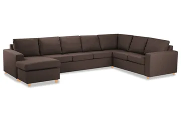 Crazy 6-seters Venstrevendt U-formet X-Large Hjørnesofa med Divan i Stoff - Brun - Møbler - Sofaer - Hjørnesofaer - Hjørnesofa med divan