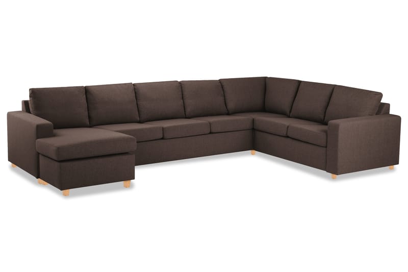 Crazy 6-seters Venstrevendt U-formet X-Large Hjørnesofa med Divan i Stoff - Brun - Møbler - Sofaer - Hjørnesofaer - Hjørnesofa med divan