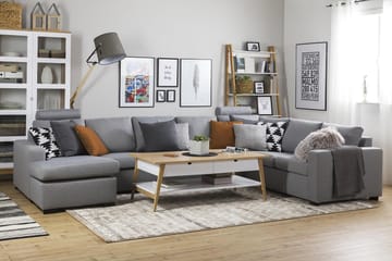 Crazy 6-seters Venstrevendt U-formet X-Large Hjørnesofa med Divan i Stoff - Grå - Møbler - Sofaer - Hjørnesofaer - Hjørnesofa med divan