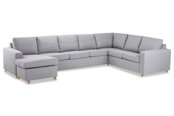 Crazy 6-seters Venstrevendt U-formet X-Large Hjørnesofa med Divan i Stoff - Grå - Møbler - Sofaer - Hjørnesofaer - Hjørnesofa med divan