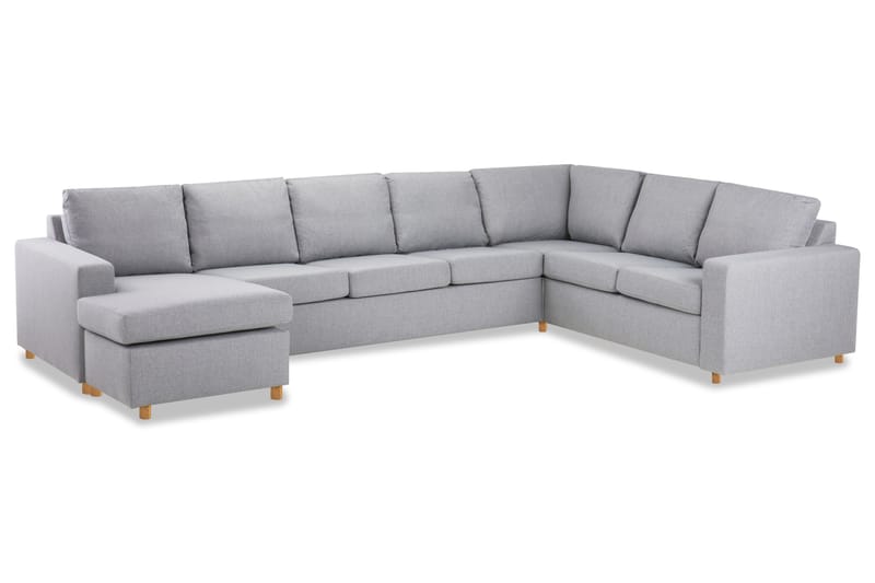 Crazy 6-seters Venstrevendt U-formet X-Large Hjørnesofa med Divan i Stoff - Grå - Møbler - Sofaer - Hjørnesofaer - Hjørnesofa med divan