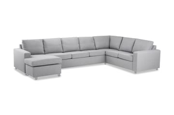 Crazy 6-seters Venstrevendt U-formet X-Large Hjørnesofa med Divan i Stoff - Grå - Møbler - Sofaer - Hjørnesofaer - Hjørnesofa med divan