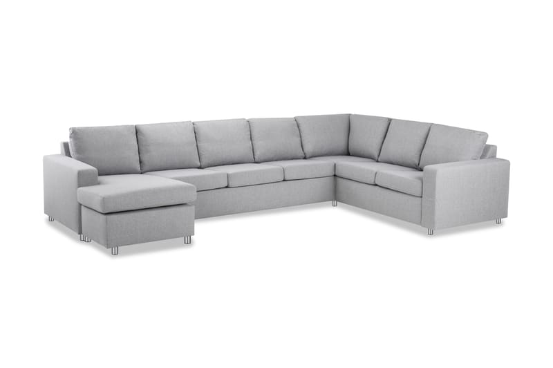 Crazy 6-seters Venstrevendt U-formet X-Large Hjørnesofa med Divan i Stoff - Grå - Møbler - Sofaer - Hjørnesofaer - Hjørnesofa med divan