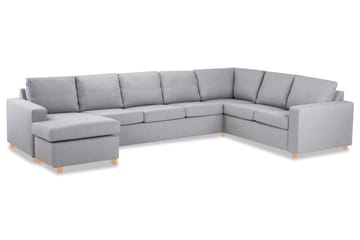 Crazy 6-seters Venstrevendt U-formet X-Large Hjørnesofa med Divan i Stoff - Grå - Møbler - Sofaer - Hjørnesofaer - Hjørnesofa med divan