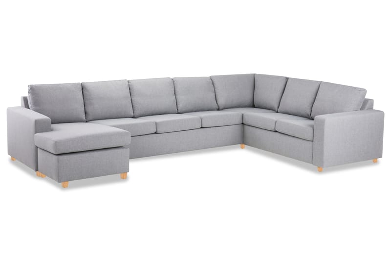 Crazy 6-seters Venstrevendt U-formet X-Large Hjørnesofa med Divan i Stoff - Grå - Møbler - Sofaer - Hjørnesofaer - Hjørnesofa med divan