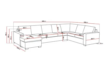 Crazy 6-seters Venstrevendt U-formet X-Large Hjørnesofa med Divan i Stoff - Grå - Møbler - Sofaer - Hjørnesofaer - Hjørnesofa med divan