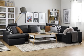 Crazy 6-seters Venstrevendt U-formet X-Large Hjørnesofa med Divan i Stoff - Mørk grå - Møbler - Sofaer - Hjørnesofaer - Hjørnesofa med divan