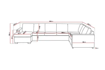 Crazy 6-seters Venstrevendt U-formet X-Large Hjørnesofa med Divan i Stoff - Mørk grå - Møbler - Sofaer - Hjørnesofaer - Hjørnesofa med divan