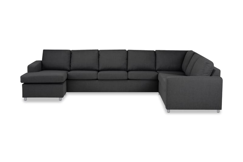 Crazy 6-seters Venstrevendt U-formet X-Large Hjørnesofa med Divan i Stoff - Mørk grå - Møbler - Sofaer - Hjørnesofaer - Hjørnesofa med divan