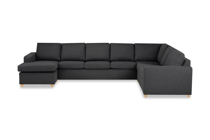 Crazy 6-seters Venstrevendt U-formet X-Large Hjørnesofa med Divan i Stoff, Mørk grå