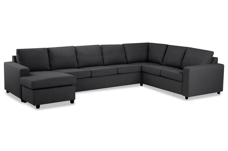 Crazy 6-seters Venstrevendt U-formet X-Large Hjørnesofa med Divan i Stoff - Mørk grå - Møbler - Sofaer - Hjørnesofaer - Hjørnesofa med divan