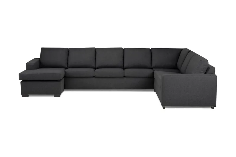 Crazy 6-seters Venstrevendt U-formet X-Large Hjørnesofa med Divan i Stoff, Mørk grå