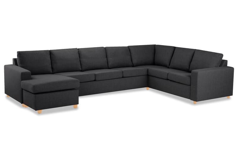 Crazy 6-seters Venstrevendt U-formet X-Large Hjørnesofa med Divan i Stoff - Mørk grå - Møbler - Sofaer - Hjørnesofaer - Hjørnesofa med divan