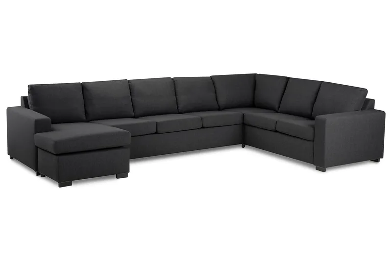 Crazy 6-seters Venstrevendt U-formet X-Large Hjørnesofa med Divan i Stoff - Mørk grå - Møbler - Sofaer - Hjørnesofaer - Hjørnesofa med divan