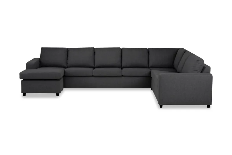 Crazy 6-seters Venstrevendt U-formet X-Large Hjørnesofa med Divan i Stoff, Mørk grå
