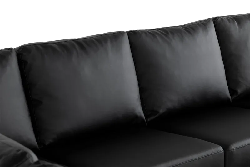 Crazy 7-seters høyrevendt U-formet ekstra ekstra stor hjørnesofa med sjeselong i kunstskinn - Svart - Møbler - Sofaer - Hjørnesofaer - Hjørnesofa med divan