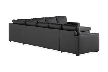 Crazy 7-seters høyrevendt U-formet ekstra ekstra stor hjørnesofa med sjeselong i kunstskinn - Svart - Møbler - Sofaer - Hjørnesofaer - Hjørnesofa med divan