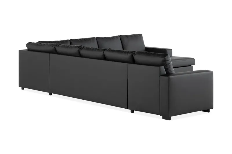 Crazy 7-seters høyrevendt U-formet ekstra ekstra stor hjørnesofa med sjeselong i kunstskinn - Svart - Møbler - Sofaer - Hjørnesofaer - Hjørnesofa med divan