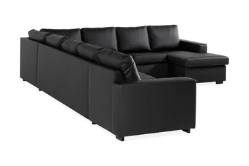 Crazy 7-seters høyrevendt U-formet ekstra ekstra stor hjørnesofa med sjeselong i kunstskinn - Svart - Møbler - Sofaer - Hjørnesofaer - Hjørnesofa med divan