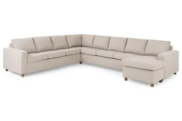 Crazy 7-seters høyrevendt U-formet ekstra ekstra stor hjørnesofa med sjeselong i stoff - Beige - Møbler - Sofaer - Hjørnesofaer - Hjørnesofa med divan