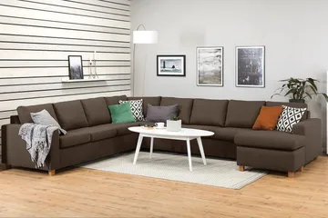 Crazy 7-seters høyrevendt U-formet ekstra ekstra stor hjørnesofa med sjeselong i stoff - Brun - Møbler - Sofaer - Hjørnesofaer - Hjørnesofa med divan