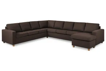 Crazy 7-seters høyrevendt U-formet ekstra ekstra stor hjørnesofa med sjeselong i stoff - Brun - Møbler - Sofaer - Hjørnesofaer - Hjørnesofa med divan