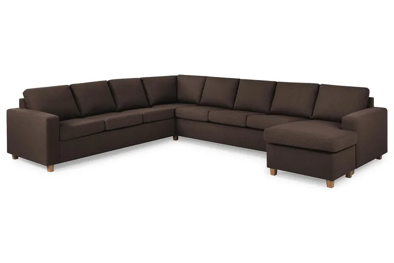 Crazy 7-seters høyrevendt U-formet ekstra ekstra stor hjørnesofa med sjeselong i stoff - Brun - Møbler - Sofaer - Hjørnesofaer - Hjørnesofa med divan