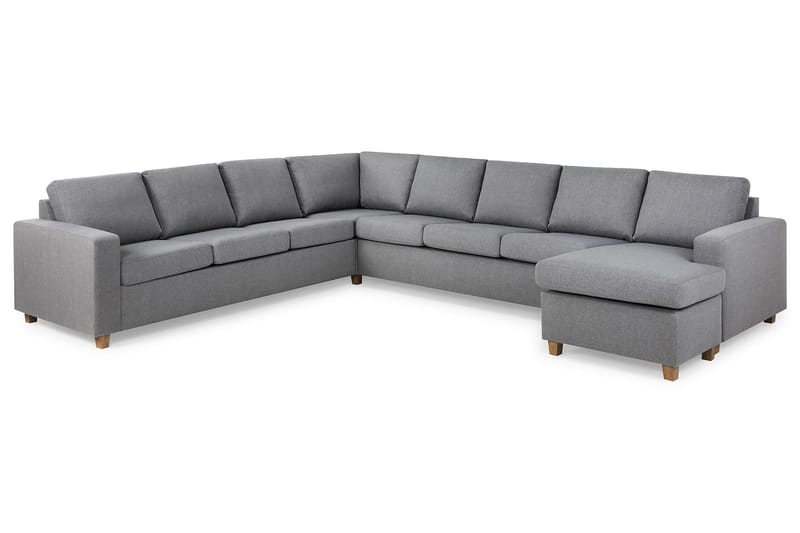 Crazy 7-seters høyrevendt U-formet ekstra ekstra stor hjørnesofa med sjeselong i stoff - Grå - Møbler - Sofaer - Hjørnesofaer - Hjørnesofa med divan
