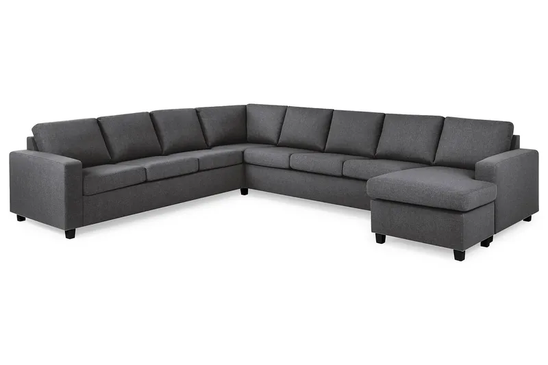 Crazy 7-seters høyrevendt U-formet ekstra ekstra stor hjørnesofa med sjeselong i stoff - Mørkegrå - Møbler - Sofaer - Hjørnesofaer - Hjørnesofa med divan