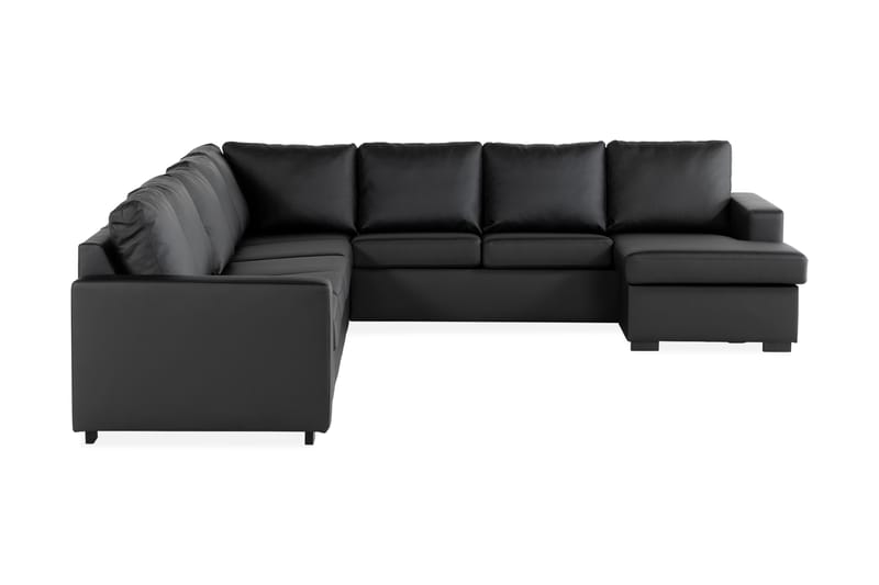 Crazy 7-seters Høyrevendt U-formet XX-Large Hjørnesofa med Divan i Kunstlær - Svart - Møbler - Sofaer - Hjørnesofaer - Hjørnesofa med divan