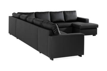 Crazy 7-seters Høyrevendt U-formet XX-Large Hjørnesofa med Divan i Kunstlær - Svart - Møbler - Sofaer - Hjørnesofaer - Hjørnesofa med divan