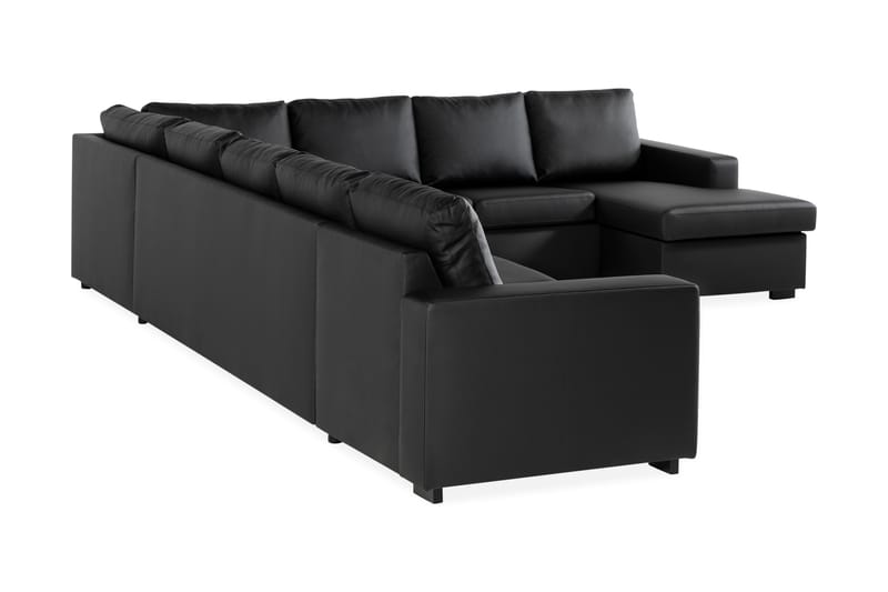 Crazy 7-seters Høyrevendt U-formet XX-Large Hjørnesofa med Divan i Kunstlær - Svart - Møbler - Sofaer - Hjørnesofaer - Hjørnesofa med divan
