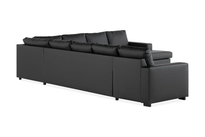 Crazy 7-seters Høyrevendt U-formet XX-Large Hjørnesofa med Divan i Kunstlær - Svart - Møbler - Sofaer - Hjørnesofaer - Hjørnesofa med divan