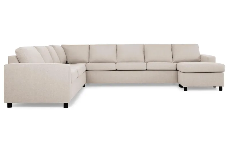 Crazy 7-seters Høyrevendt U-formet XX-Large Hjørnesofa med Divan i Stoff - Beige - Møbler - Sofaer - Hjørnesofaer - Hjørnesofa med divan
