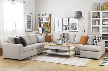 Crazy 7-seters Høyrevendt U-formet XX-Large Hjørnesofa med Divan i Stoff - Beige - Møbler - Sofaer - Hjørnesofaer - Hjørnesofa med divan